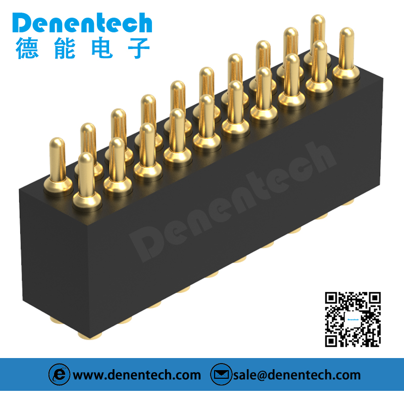 Denentech factory directly supply 1.27MM pogo pin H4.0MM dual row male straight SMT 12 pin pogo connector